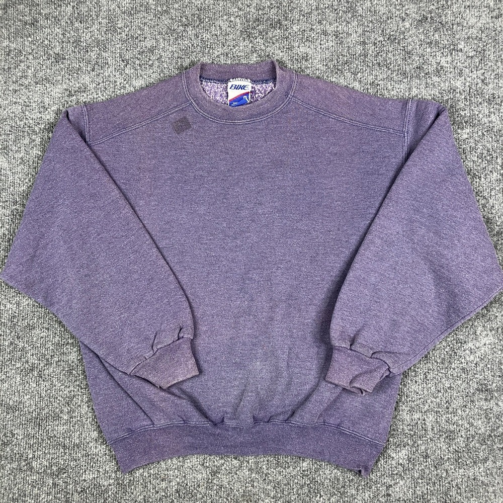 Bike Sweatshirt Mens Size S Purple Crewneck USA Vintage 90s Pullover Fleece Knit